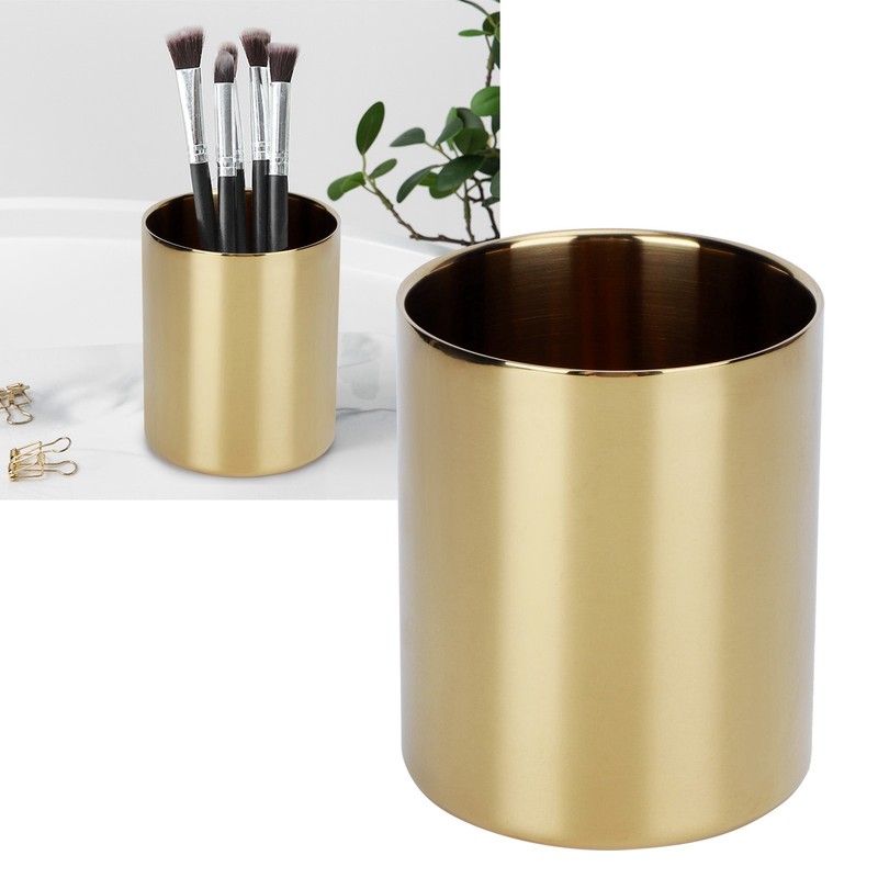 Stainless Steel Pencil Cup Holder Desk Organizer Flower Vases Pen