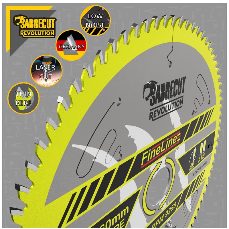 1 x SCCSW16080 SabreCut 160mm 80T x 20mm Bore Fineline