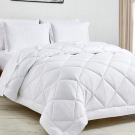 CozyLux Full/Queen Bed in a Bag 7 Pieces Comforter Sets with Comforter and Sheets White All Season Bedding Sets with Comforter, Pillow Shams, Flat Sheet, Fitted Sheet and Pillowcases