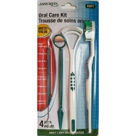 Assured ORAL DENTAL CARE KIT Mirror Pick Tongue Cleaner Toothbrush SELECT: Color - Green