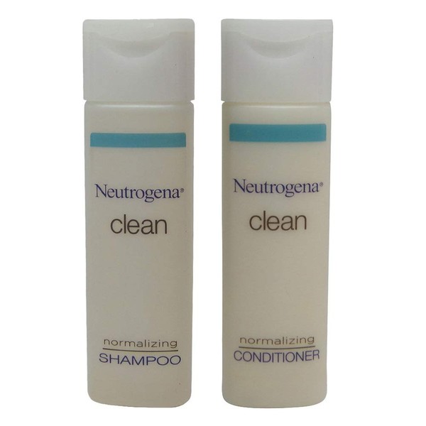 Neutrogena Clean Normalizing Shampoo & Conditioner 0.8 oz bottles - Lot of 24 - (12 each) - Total of 19.2oz