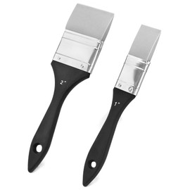 QWORK Paint Brush, Silicone Color Shaper Brush, 2 Pcs (1 inch,2 inch) Solid Flat Flexible Acrylic and Water Based Painting Tool for Move and Remove Acrylic Paints