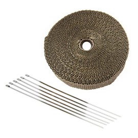 SWI Parts 1"X25ft Titanium Pipe Insulation Wrap Heat Exhaust Wrap W/6 Stainless Steel Zip Ties