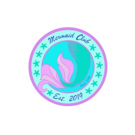 Pura Vida Mermaid Club Stickers - Exclusive Colorful Design, Adhesive Accessories - 3 Inches