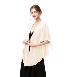 Womens Chiffon Shawls and Wraps Wedding Party Sheer Shawl Scarf for Evening Dresses Accessories Cover Up, Pale Champagne, One Size