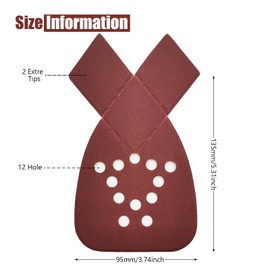 MFBJXC 50PCS Mouse Sander Sandpaper with Extra 2 Tips for Replacement Detail Sander Sanding Pads 12 Holes Hook and Loop Black and Decker Mouse Sander Pads
