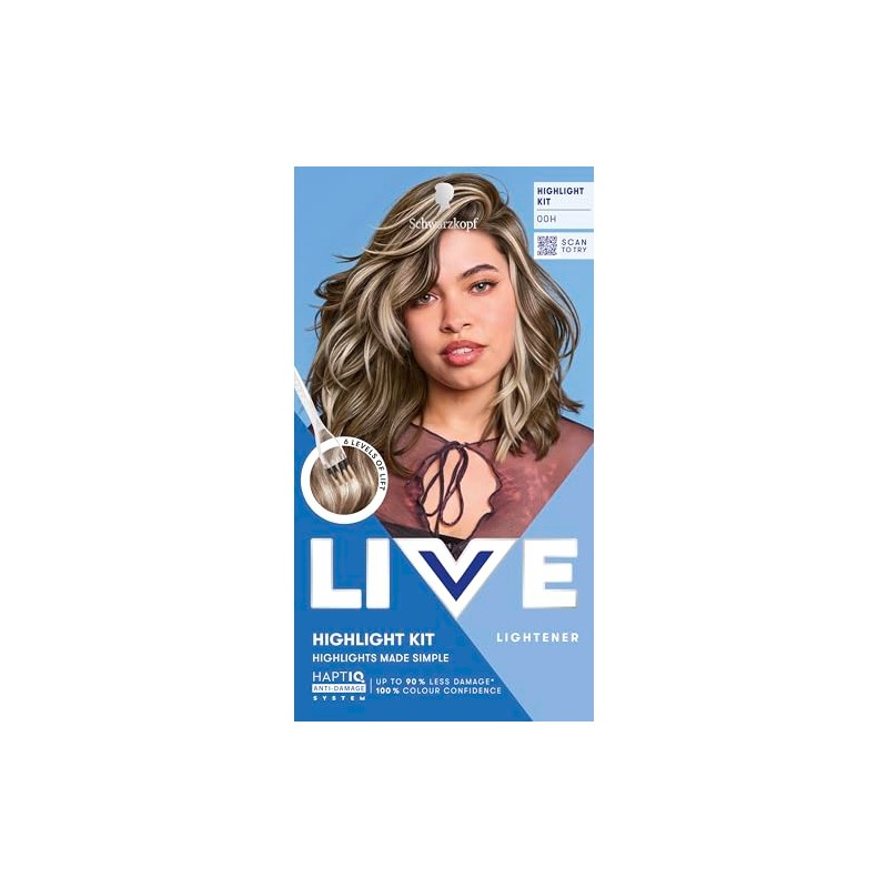 Schwarzkopf LIVE Intense Bleach 00H Hair Lightener Highlight Kit, Highlights