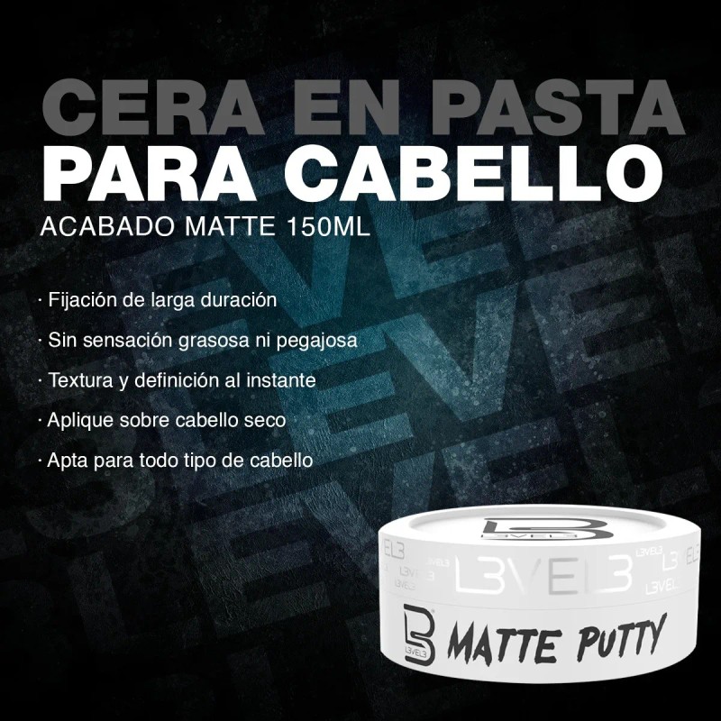 Pasta Para Cabello L3 Level 3 Putty Acabado Matte 150ml