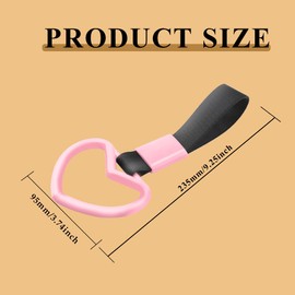 WINUERK Rings Heart Shaped Car Handle Straps, Heart Hang Ring with Rope, Charm Rear Bumper Warning Decor for Car Decoration