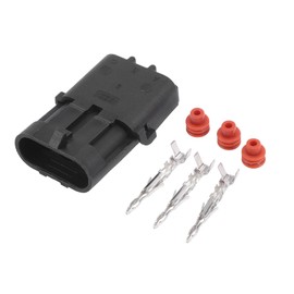 INFINAUTO 3 Pin Car Electrical Wire Connector Plug Kits, 2.5mm Series Car RV Truck Male Cable Terminal Housing Black, 1 Set