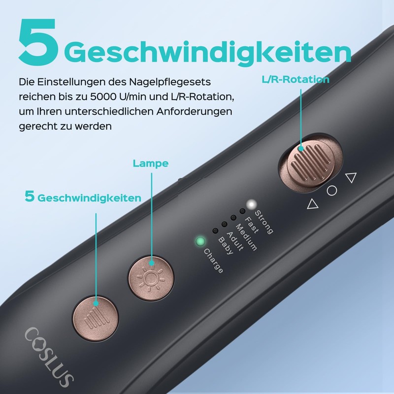 Coslus C43 Professional Electric Nail Cutter Set for Toenails
