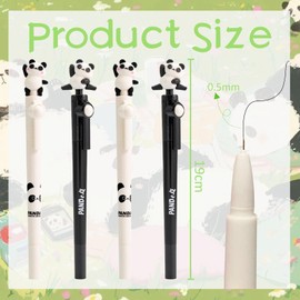 Plstod Pack of 4 Animal Pens, Panda, Black 0.5 mm Gel Pen, Rotating Pen Caps Run Around in Panda, Funny Pens Gel Pen, Black Ink Pens for Children, Students, Office, Gift, School Supplies