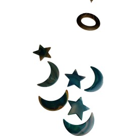 Teal Colored Moon & Star Agate Wind Chime - Agate Sun Catcher - Agate Mobile - Made From The Highest Grade Unique and Beautiful Agate Slices