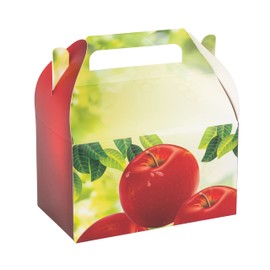 Hammont Party Favor Treat Boxes – 10 Pack - Easy Assemble Apple Themed Gable Boxes, Cookie Box for Gift Giving, Baby Shower Party Favors, Birthday and Holiday Party Décor - 6.25x3.75x3.5 Inches