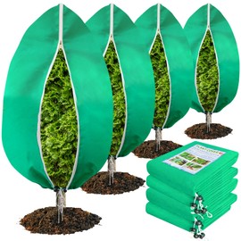 QCFDLCX 4 Pack Plant Covers Freeze Protection(71" x 47.3"),2.82 oz/sq yd Non-Woven Fabric,Frost Covers with Zipper Drawstring Plant Protection Cover Bags for Outdoor Winter Frost Cold Weather