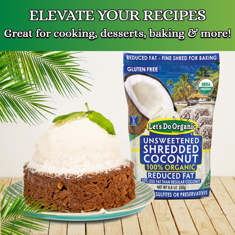 Lets Do Organic Shredded Coconut Unsweetened - Reduced Fat Coconut