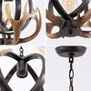 NEARLED Rustic Antler Pendant Light, Metal Globe with Resin Antlers,