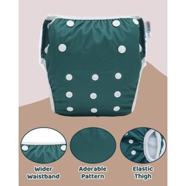 ALVABABY Large Cloth Swim Diaper 3pcs Baby/Toddler/Infant Snap Reusable Adjustable Swimming Diaper Baby Boy and Girl 3ZSWY72A