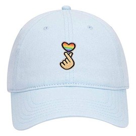 Kpop Heart LGBQT Pride Embroidered Patch Pastel Tone Dad Hat - Lt Blue