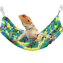 TTMIMIK Bearded Dragon Tank Accessories, Reptile Hammock Soft Swing Hanging Bed with Strong Suction Cups & Hooks Cage Decor Habitat Lizard Hammock for Small Pets