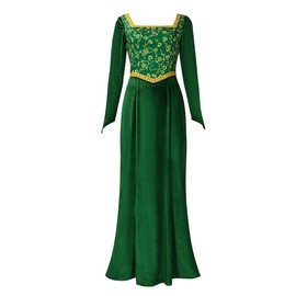 IMDAET Women Costume for Princess Fiona Dress Renaissance Medieval Princess Skirt Green Velvet Gown Halloweem Party Outfit (L)