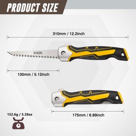 KATA Folding Jab Saw/Drywall Saw, Sheetrock Saw with Soft Grip Handle, Keyhole Hand Saw, Hacksaw with 7TPI Triple Teeth 65Mn Steel Sharp Blade for Wallboard, Plywood and PVC Cutting