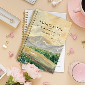 XPH Faith Can Move Mountains Christian Spiral Notebook, Bible Journaling Notebooks for Women Men, Religious Hardcover Journals for Office 160 Pages 5.5 x 8.3 Inch, Christian Gifts for Women Faith