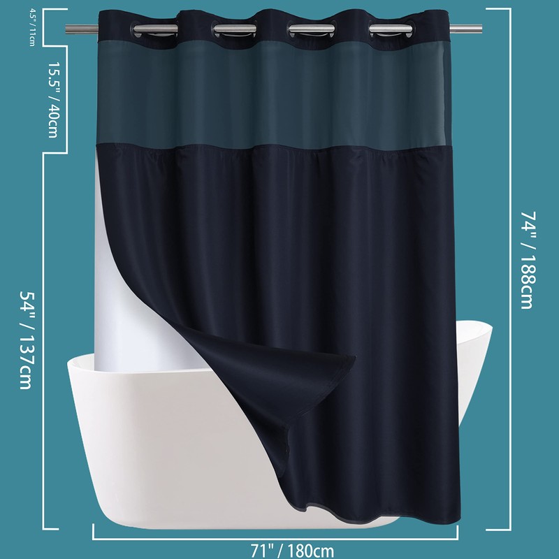 Conbo Mio No Hook Shower Curtain with Snap in Liner