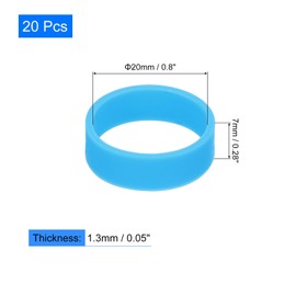 uxcell 20Pcs Silicone Rubber Bands, 20x7mm Rubber Bands Rings Cable Ties Strong Elastic Bands Non-slip for Cord Wrapping Bag Wraps, Blue