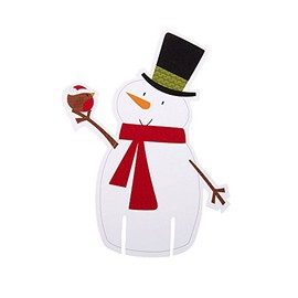 Neviti Let It Snow-Glass Decoration-Snowman-10 Pack, Wood, Multi-Colour, 8.5 x 0.1 x 8 cm