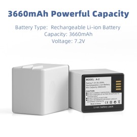 2-Pack Rechargeable A-2 Batteries 3660mAh with LCD Dual Charging Station Compatible with Arlo Go Camera VMA4410