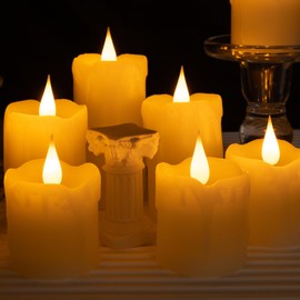 Da by Flameless Votive Candles，Tea Lights, Flameless Flickering Auto Tea Lights Battery Operated, Batteries Included, Long-Lasting, Pack of 6