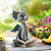 Youery Dragon Reading Book Statue, Beautiful Yard Sculpture, Resin Garden