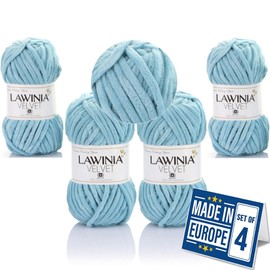LAWINIA -Velvet Premium Soft Chenille Yarn Chunky, Velvet Yarn Crochet, Does NOT SHED, Plush Blanket Wool for Crochet, Thick Chunky Wool for Knitting, Pack of 4