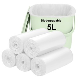Aievrgad Biodegradable Trash bags 120PCS, small Garbage bags/ For Countertop Bin. Bin Liner/Trash/rubbish Bags, 100% Recycled,Tough, degradable (1.2Gallon (5L), White)