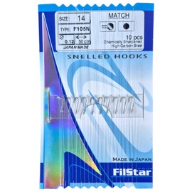 Pro Filstar Nickel Fishing Hook Set with Leader 10 Pieces N14, Mono Fishing Line