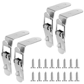 Latch 90 Degree Stainless Steel Spring Loaded Toggle Latch 4PCS Tool Box Hood Locks Latches Spring Toggle Lock Generic Latches with Mounting Screws Silver Catch Hasp Clamp for Cabinet Wooden Case