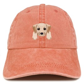 Trendy Apparel Shop Labrador Retriever Patch Pigment Dyed Washed Baseball Cap - Orange