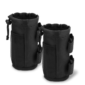 HMIEPRS 2Pcs Bike Water Bottle Holder Bags, Insulated Bicycle Cup Holder with Mesh Phone Pockets, Handlebar Bottle Cage Bicycle Accessories for Cycling, Exercise, Coffee, Drink