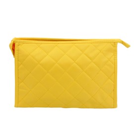 Premium Large Quilted Cosmetic Travel Makeup Bag Pouch Organizer, Yellow
