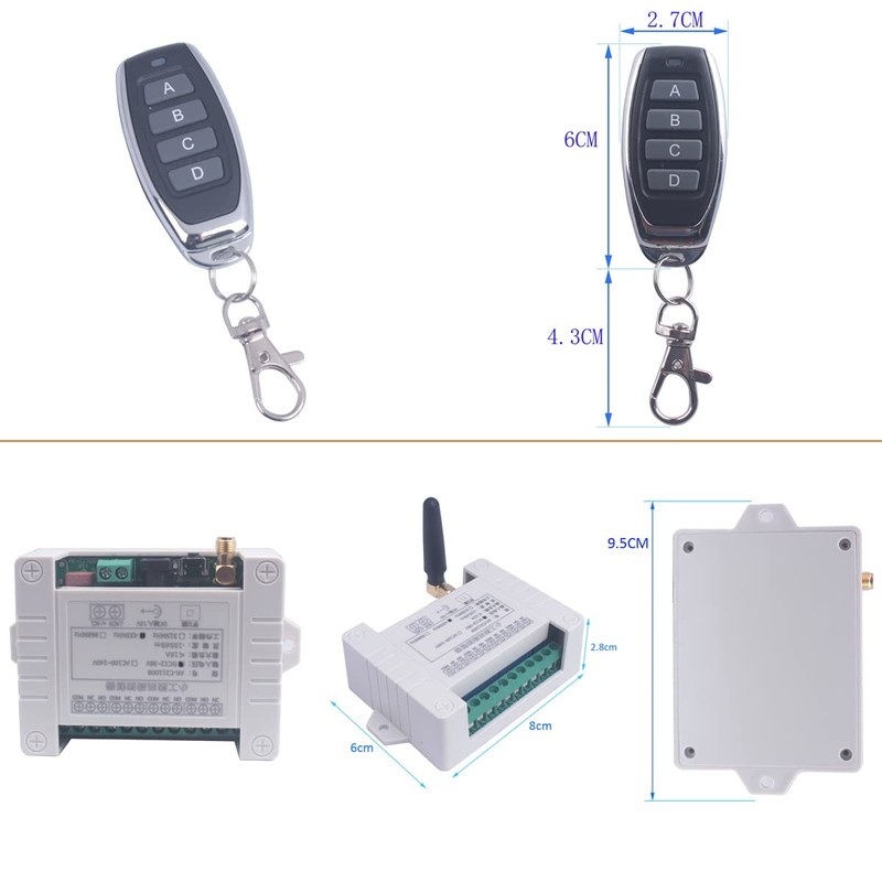 12V 24V 36V 4CH Universal Garage Door Remote Switch 433Mhz