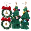 ORFOFE Funny Christmas Earrings Women Tassel Dangle Bow Wreath Earrings