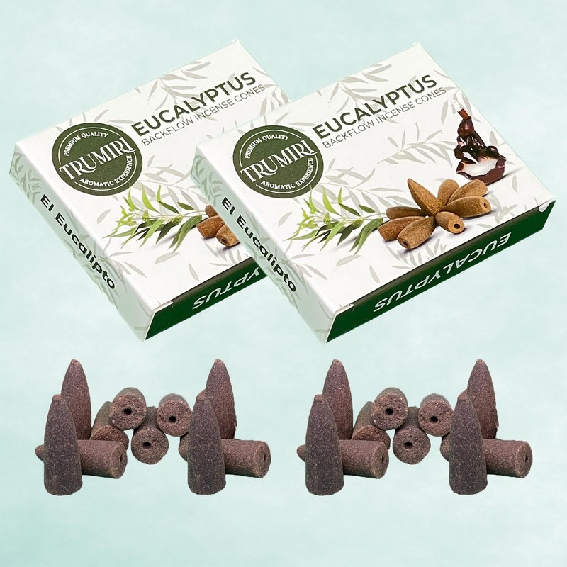 TRUMIRI Eucalyptus Backflow Incense Cones - Total 20 Incense Cones