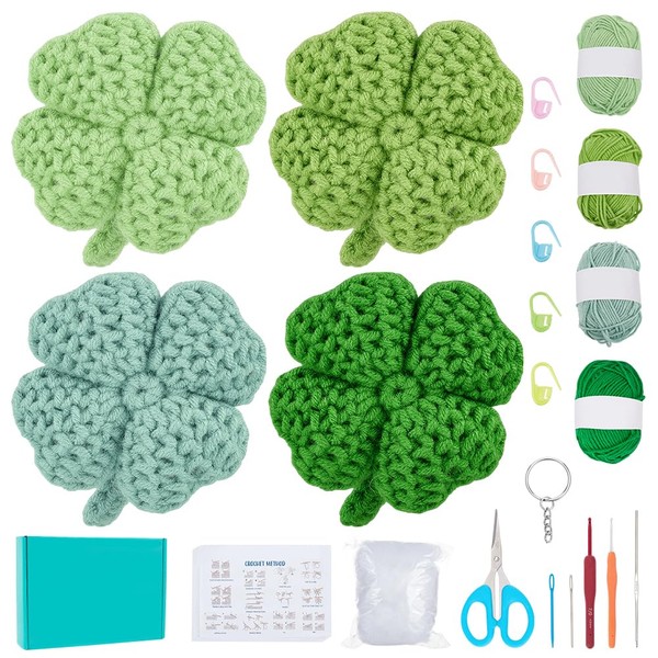 WEBEEDY 4 Sets Crochet Kit for Beginners Adults,DIY Leaf Crochet