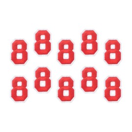 MECCANIXITY 10Pcs Number Patches Embroidered Decorative Repair Patches Iron on Patches Sew On Embroidered Applique Patches 8 Red 2" Height for Clothes, Shoes, Hats, Backpacks, DIY