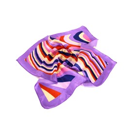 TrendsBlue Elegant Silk Feel Wave & Square Design Satin Square Scarf - Lavender Wave