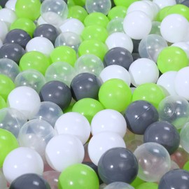 Thenese Ball Pit Balls for Kids, Thicken Soft Plastic Crush Proof Balls for Ball Pit, 2.15-Inch Crush Proof Balls BPA Free Non-Toxic (Dark Grey&Green&White&Clear, 200pcs)