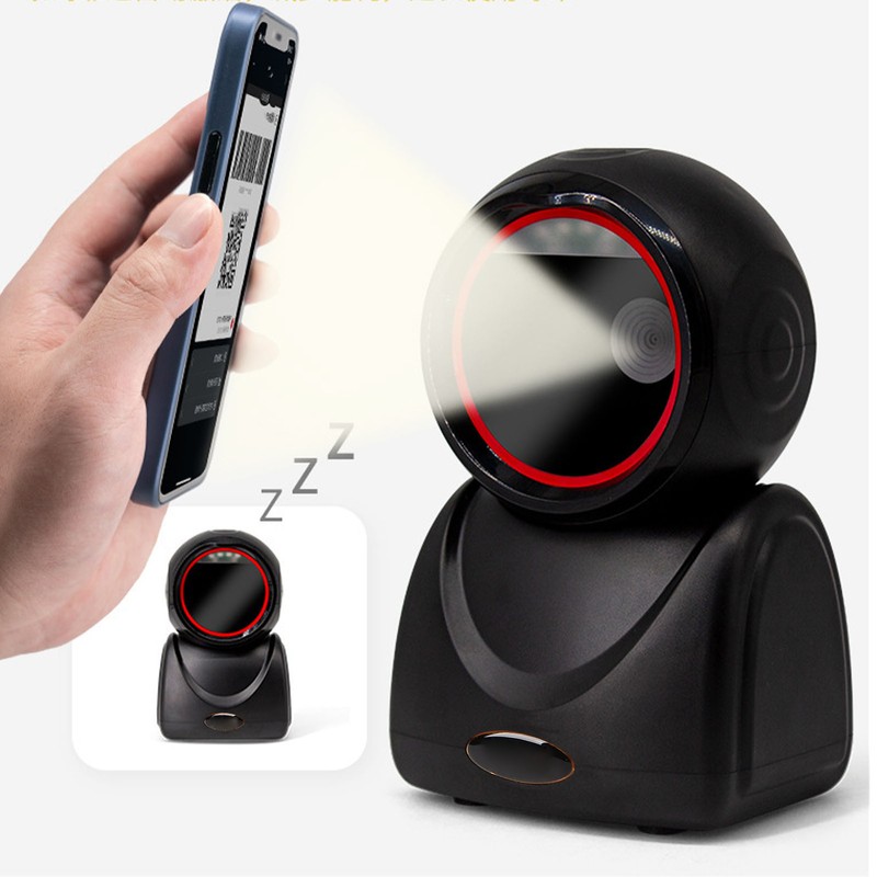 QR Barcode Scanner Omnidirectional Hands Free Automatic Sensing Barcode Scanner