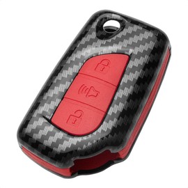 TANGSEN Estuche con llavero abatible para SCION IM TC XB TOYOTA C-HR COROLLA IM Control remoto de entrada sin llave con 3 botones Funda protectora personalizada Plástico Fibra de carbono Patrón Rojo Silicona