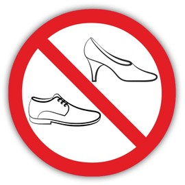 Prohibition Sticker Shoes Prohibited I Round Diameter 10 cm I Enter the Area with Shoes Not Permitted I Road Shoes Prohibited I hin124